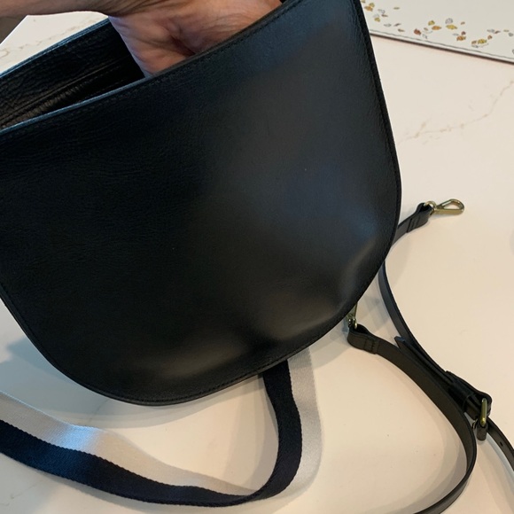 Madewell Black Leather Cossebody Bag with Striped Strap & Solid strap NWOT - Picture 6 of 15